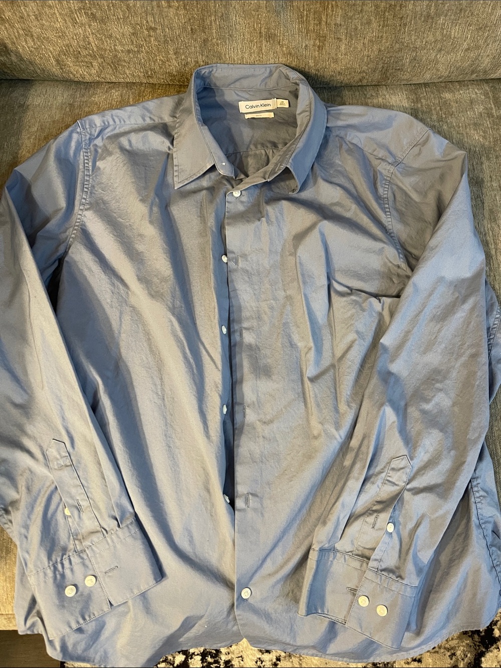 Calvin Klein Slim Fit Light Blue Button-Front Dress Shirt